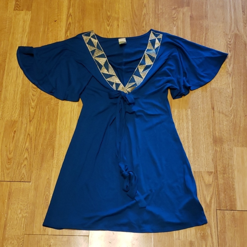 Ginger G teal tunic with gold embroidery sz small